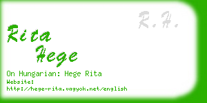 rita hege business card